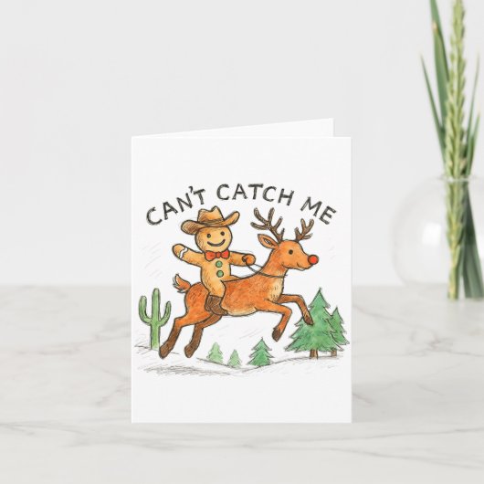 Can't Catch Me Cowboy Gingerbread Man Christmas  Karte (Vorderseite)