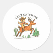 Can't Catch Me Cowboy Gingerbread Man Christmas  Runder Aufkleber (Vorderseite)