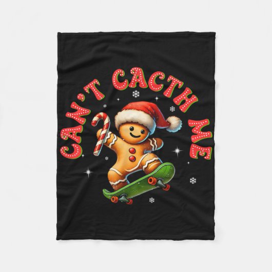Can't Catch Me Groovy Christmas Gingerbread Man Bo Fleecedecke (Vorderseite)