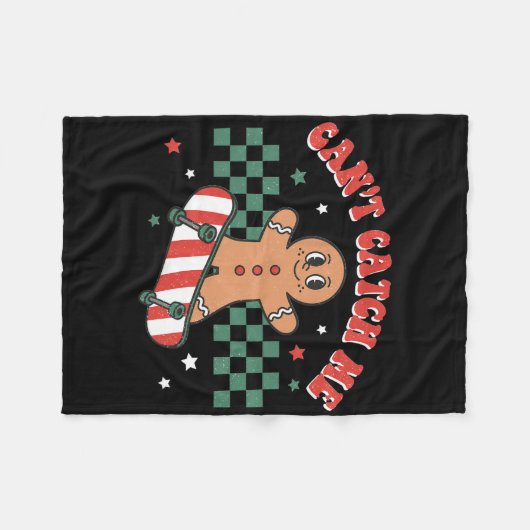 Can't Catch Me Groovy Christmas Gingerbread Man Bo Fleecedecke (Vorderseite (Horizontal))