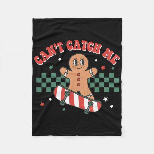 Can't Catch Me Groovy Christmas Gingerbread Man Bo Fleecedecke (Vorderseite)