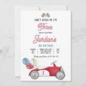 Can't Catch Me I'm Three Race Car 3rd Birthday Einladung (Vorderseite)