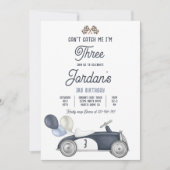 Can't Catch Me I'm Three Race Car 3rd Birthday Einladung (Vorderseite)