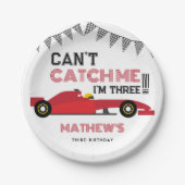 Can't Catch Me I'm Three Red Race Car 3 Birthday  Pappteller (Vorderseite)