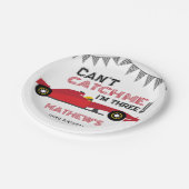 Can't Catch Me I'm Three Red Race Car 3 Birthday  Pappteller (Schrägansicht)