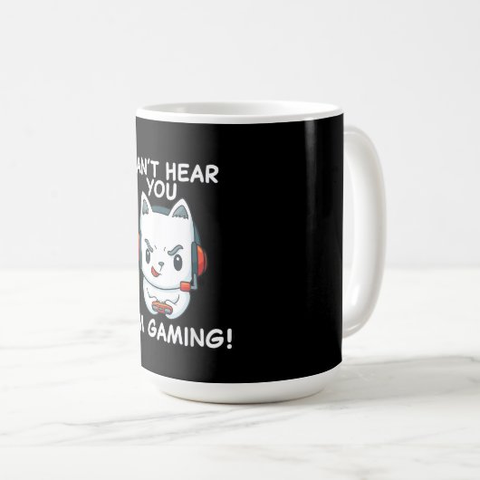 Cant Hear You Im Gaming | Cat Gamer Geschenk Kaffeetasse (VorderseiteRechts)