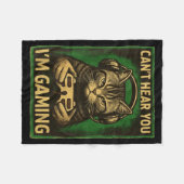 Can't Hear You I'm Gaming Funny Gamer Cat Playing  Fleecedecke (Vorderseite (Horizontal))