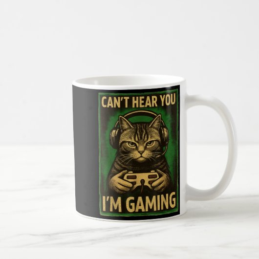Can't Hear You I'm Gaming Funny Gamer Cat Playing Kaffeetasse (Rechts)