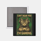 Can't Hear You I'm Gaming Funny Gamer Cat Playing Magnet (Vorderseite/Rückseite)