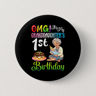 Cant keep calm granddaughters 7th birthday grandma button