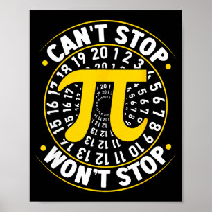 Cant Stop Pi Wont Stop Math Pi Tag Lustige Mathe C Poster