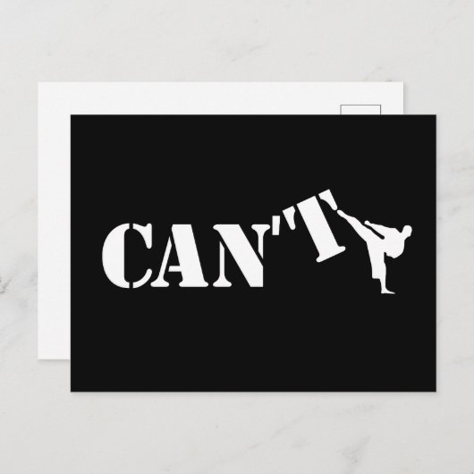 Cant vs Can Karate Kick Martial Arts Motivation Postkarte (Vorne/Hinten)