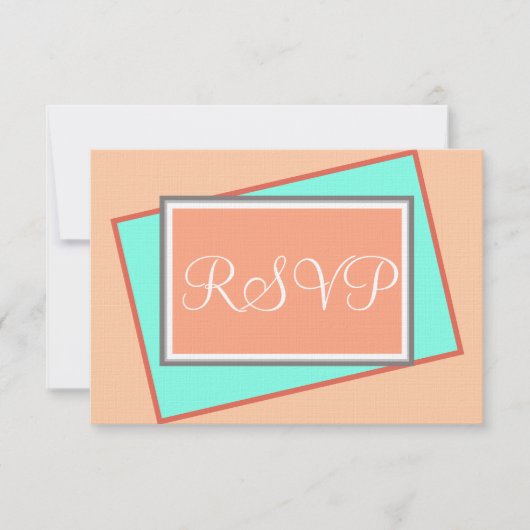 Cantaloupe Blue Geometric Layered Look UAWG RSVP Karte (Vorderseite)