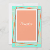 Cantaloupe Blue Geometric Monogram Empfang Einladung (Vorderseite)