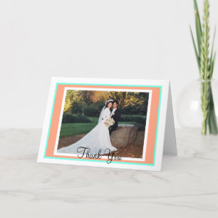 Cantaloupe Blue Monogram Wedding Dankeskarte