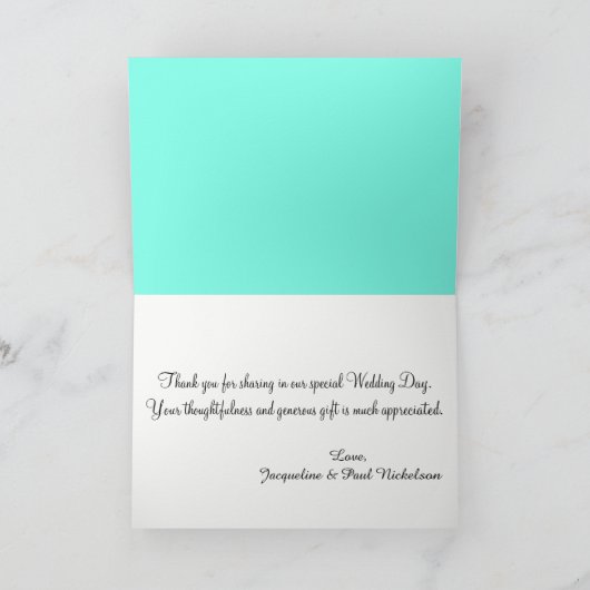 Cantaloupe Blue Wedding Dankeskarte (Innenseite)