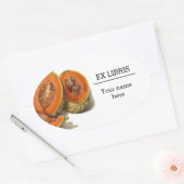 Cantaloupe melon Illustration ex libris Ovaler Aufkleber (Umschlag)