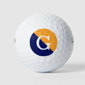 Cantaloupe Orange Navy Blue 2 Tone Diag Monogram Golfball (Vorderseite)