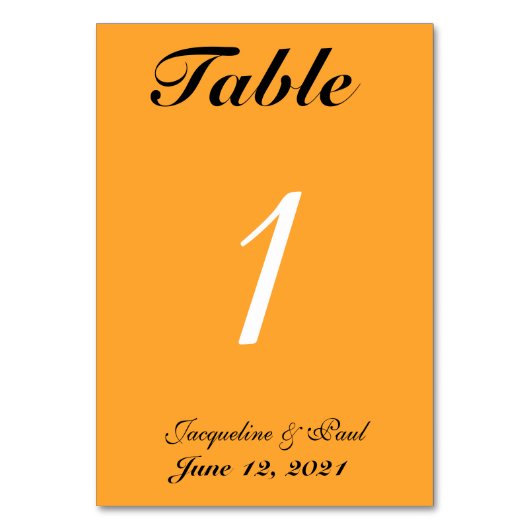 Cantaloupe Orange Wedding Table No. Cards Tischnummer (Vorderseite)