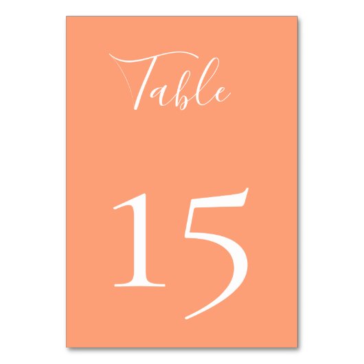 Cantaloupe Peach Color Tischnummer Card (Rückseite)