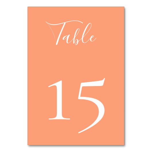 Cantaloupe Peach Color Tischnummer Card (Vorderseite)