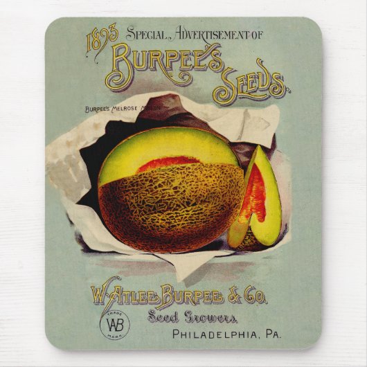 Cantaloupe Seed Advertising Art Antique Mousepad (Vorne)