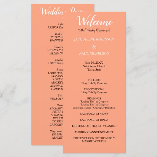 Cantaloupe Wedding Program Programm (Vorne/Hinten)