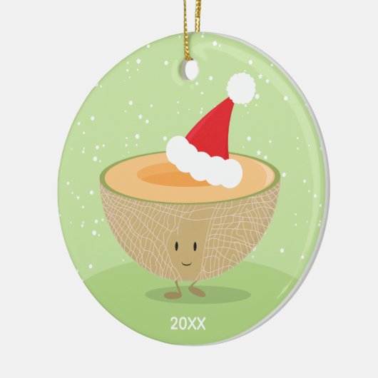 Cantaloupe Weihnachtsmannmütze Jahr Weihnachten Keramik Ornament (Links)