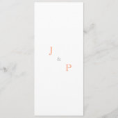 Cantaloupe White Monogram Wedding Menükarte (Rückseite)