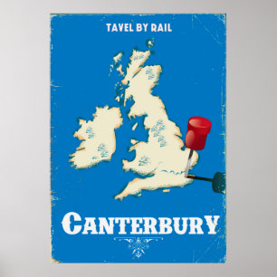 Canterbury Britische Inseln Vintage-Bahn-Plakat Poster