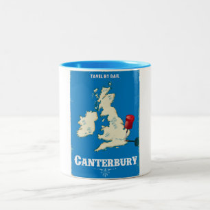 Canterbury Britische Inseln Vintages Bahnplakat Zweifarbige Tasse