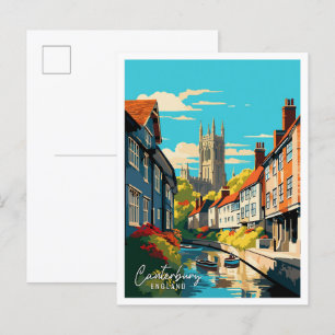 Canterbury England Kunst Vintage-Reiseillustration Postkarte