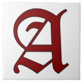 Canterbury Letter A in Red Monogram Tile Fliese (Vorderseite)