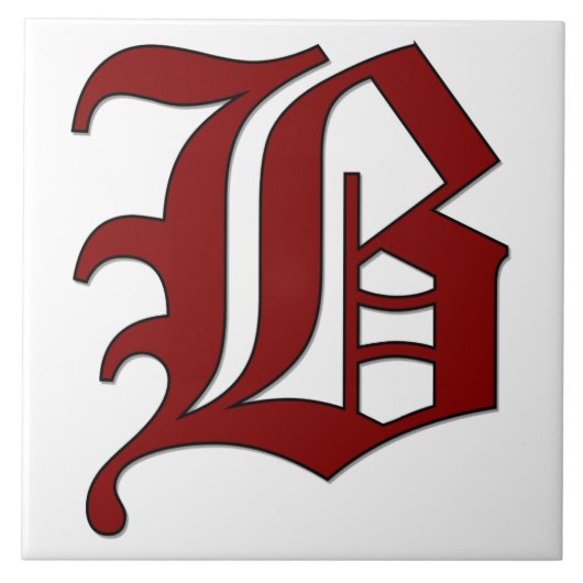 Canterbury Letter B in Roter Monogramm-Tile Fliese (Vorderseite)