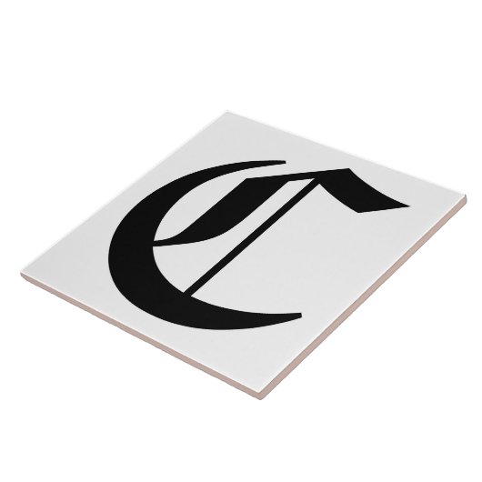 Canterbury Letter C in Black on White Monogram Fliese (Seite)