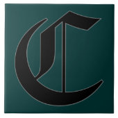 Canterbury Letter C in Schwarzer Monogramm-Tile Fliese (Vorderseite)