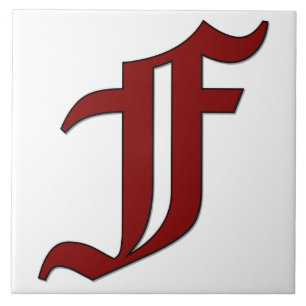 Canterbury Letter F in Roter Monogramm-Tile Fliese