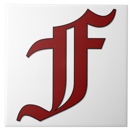 Canterbury Letter F in Roter Monogramm-Tile Fliese (Vorderseite)