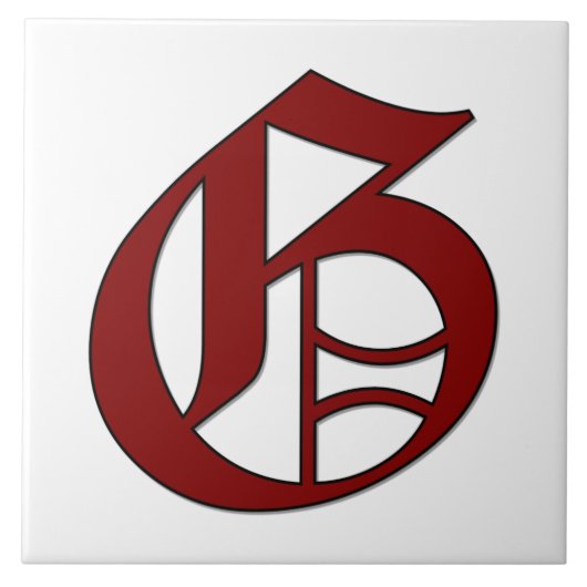 Canterbury Letter G in Roter Monogramm-Tile Fliese (Vorderseite)