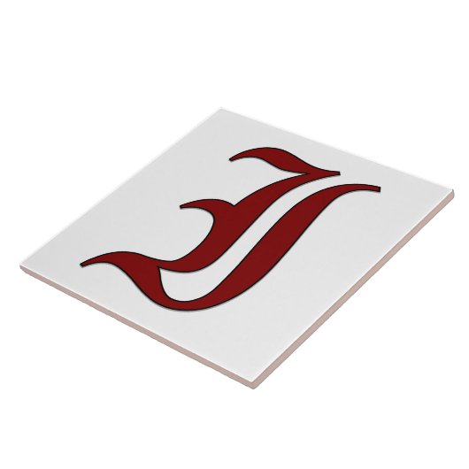 Canterbury Letter I in Red Monogram Tile Fliese (Seite)
