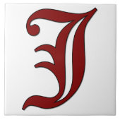 Canterbury Letter J in Roter Monogramm-Tile Fliese (Vorderseite)