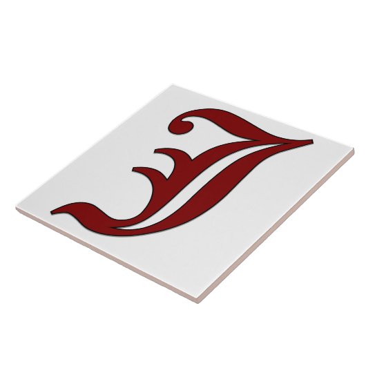 Canterbury Letter J in Roter Monogramm-Tile Fliese (Seite)