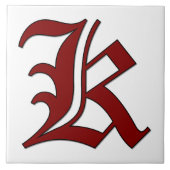 Canterbury Letter K in Roter Monogramm-Tile Fliese (Vorderseite)