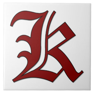 Canterbury Letter K in Roter Monogramm-Tile Fliese