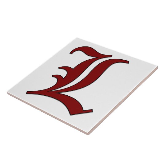 Canterbury Letter L in Roter Monogramm-Tile Fliese (Seite)