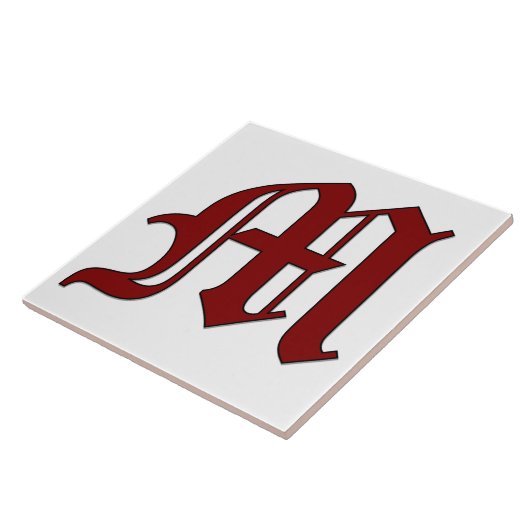 Canterbury Letter M in Roter Monogramm-Tile Fliese (Seite)