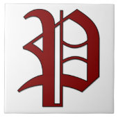 Canterbury Letter P in Red Monogram Tile Fliese (Vorderseite)