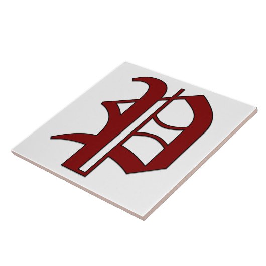 Canterbury Letter P in Red Monogram Tile Fliese (Seite)