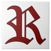 Canterbury Letter R in Roter Monogramm-Tile Fliese (Vorderseite)