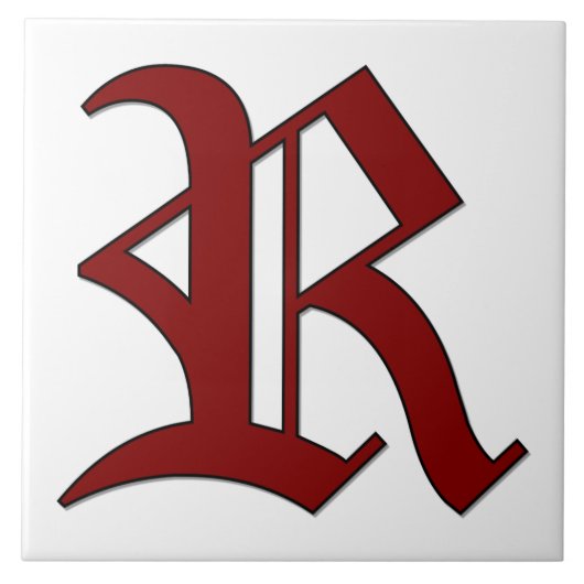 Canterbury Letter R in Roter Monogramm-Tile Fliese (Vorderseite)